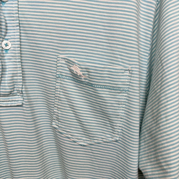 Tommy Bahama Relax Shirt Men Collared 1/4 Button Short Sleeve Striped Blue Large - Picture 3 of 14